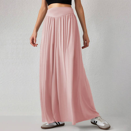 Loose Fit Solid Color Capri Wide-Leg Pants