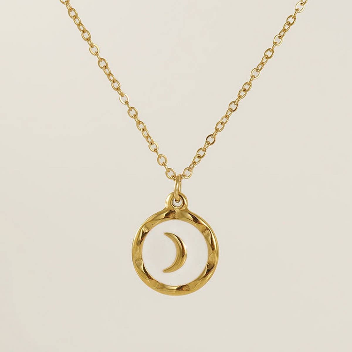 STAINLESS STEEL PLATED 18K GOLD MOON NECKLACE_CWAJE0695