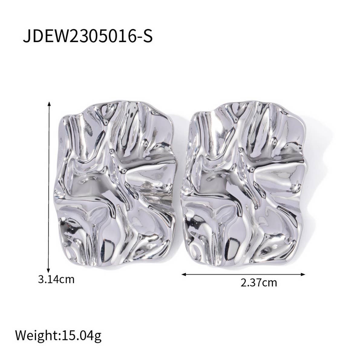 GEOMETRIC STAINLESS STEEL WRINKLE STUD EARRINGS
