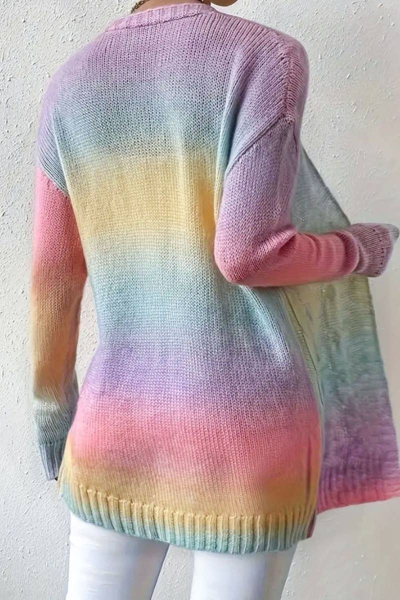 CWOCAL1575_KNITTED COLOR SWEATER LONG SLEEVE CARDIGAN