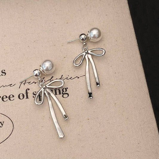 NEW SIMPLE FASHION BOW PEARL EARRINGS FOR WOMEN