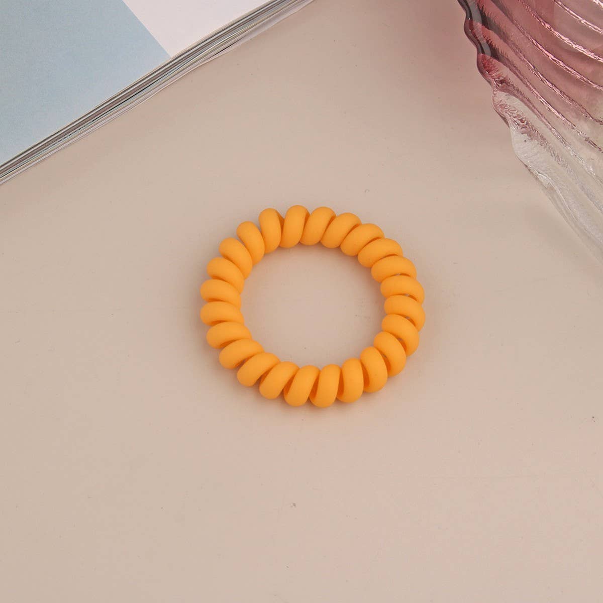 CWAHA1379_SIMPLE FROSTED PHONE CORD HAIR TIE