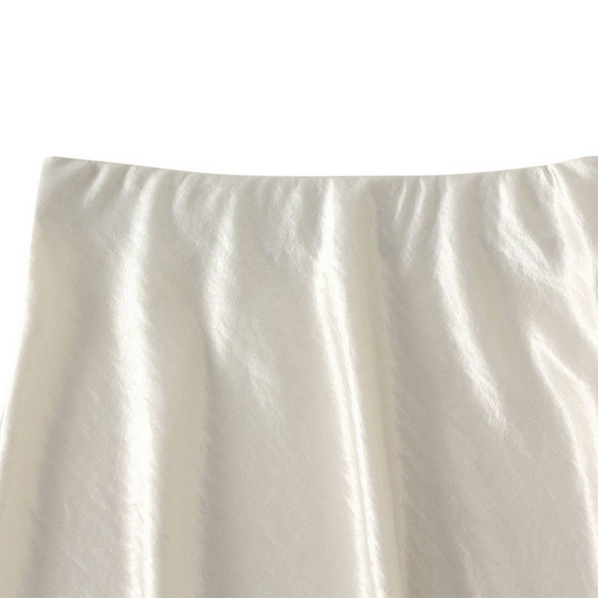 Lace Panel Satin Fishtail Slim Fit Midi Skirt