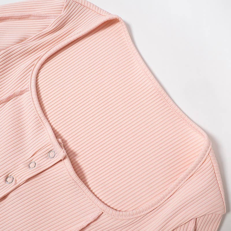 SOLID COLOR SQUARE COLLAR CASUAL ALL-OVER TOP