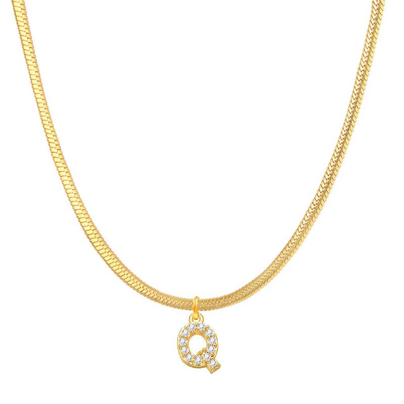 Titanium steel snake bone lock zircon pendant