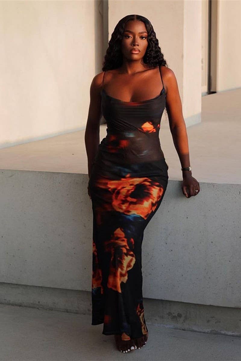 CWDMD4139_PRINTED HIP-HUGGING SLIM SLING DRESS