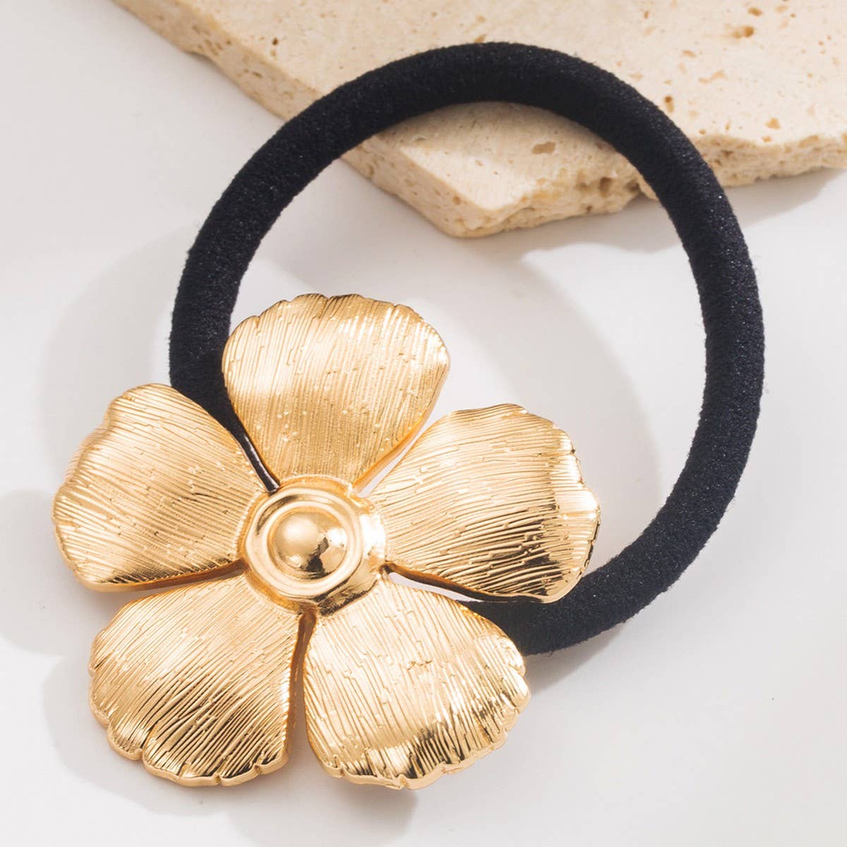 Minimalist Geometric Metal Flower Hair Tie