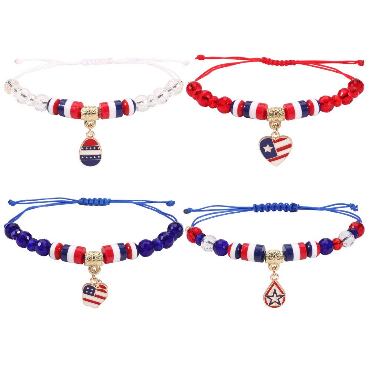 CWAJE05715_PATRIOTIC USA FLAG RED WHITE BLUE WOVEN BRACELET