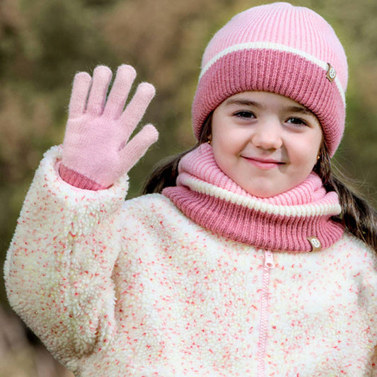 WINTER CHILDREN'S KNITTED COLOR MATCHING SCARF SET