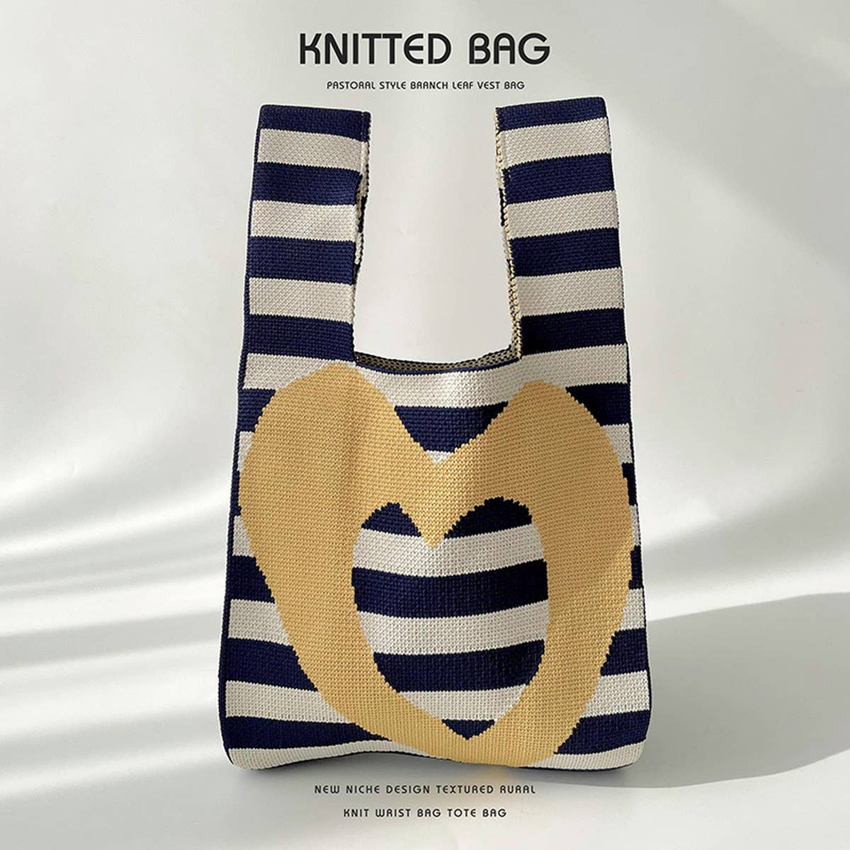 STRIPED LOVE KNITTED SHOULDER TOTE BAG_CWAB1514