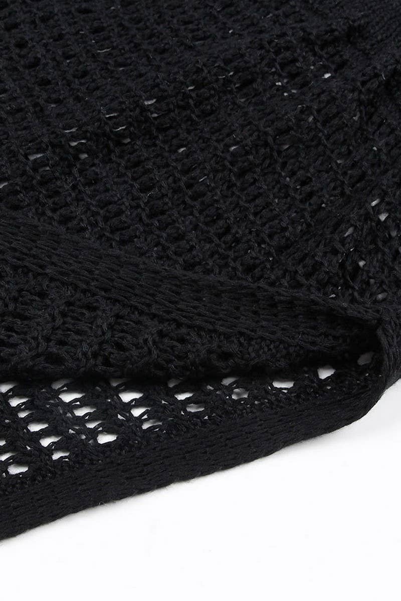 CWDMD4776_KNITTED CROCHET TASSEL SEXY HOLLOW BEACH DRESS