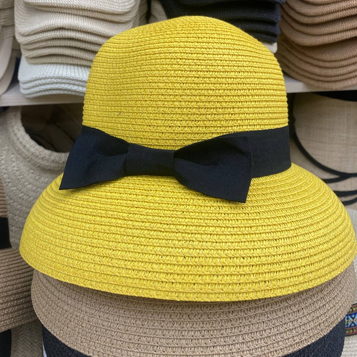 Summer outdoor fashion bow straw hat_CWAH3410