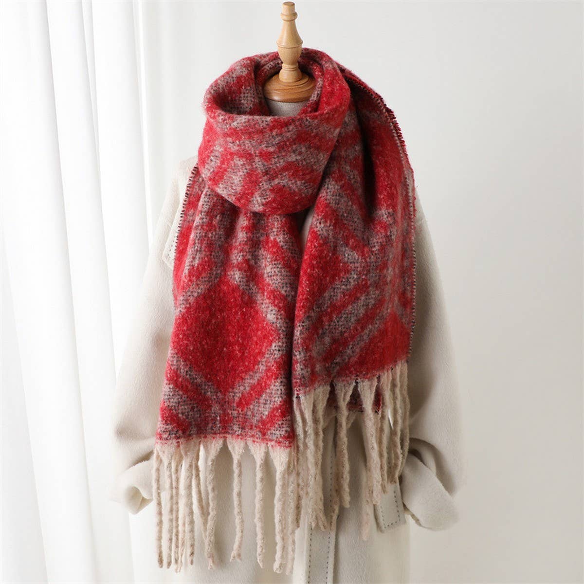 Autumn and winter geometric tassel shawl scarf_CWASC2772