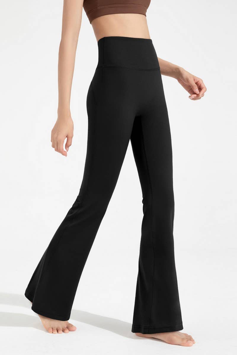 CWBLP1498_HIGH-WAISTED WIDE-LEG SPORTS FLARED PANTS