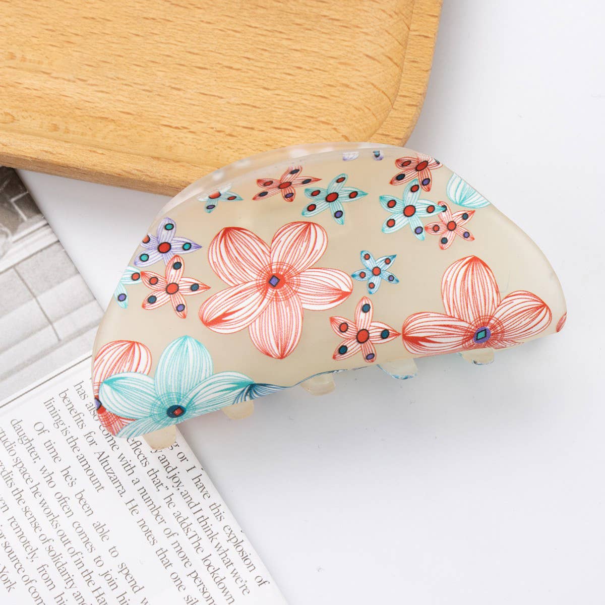 Acrylic printed hair clips fresh & cute grab clips_CWAHA1272