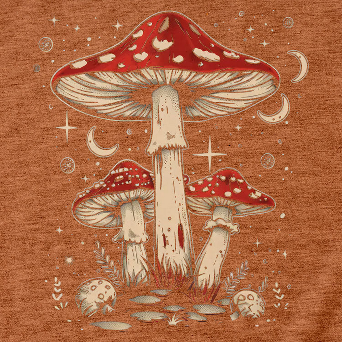Playful Red Mushroom Print Women's Base Tee_CWTTS1510