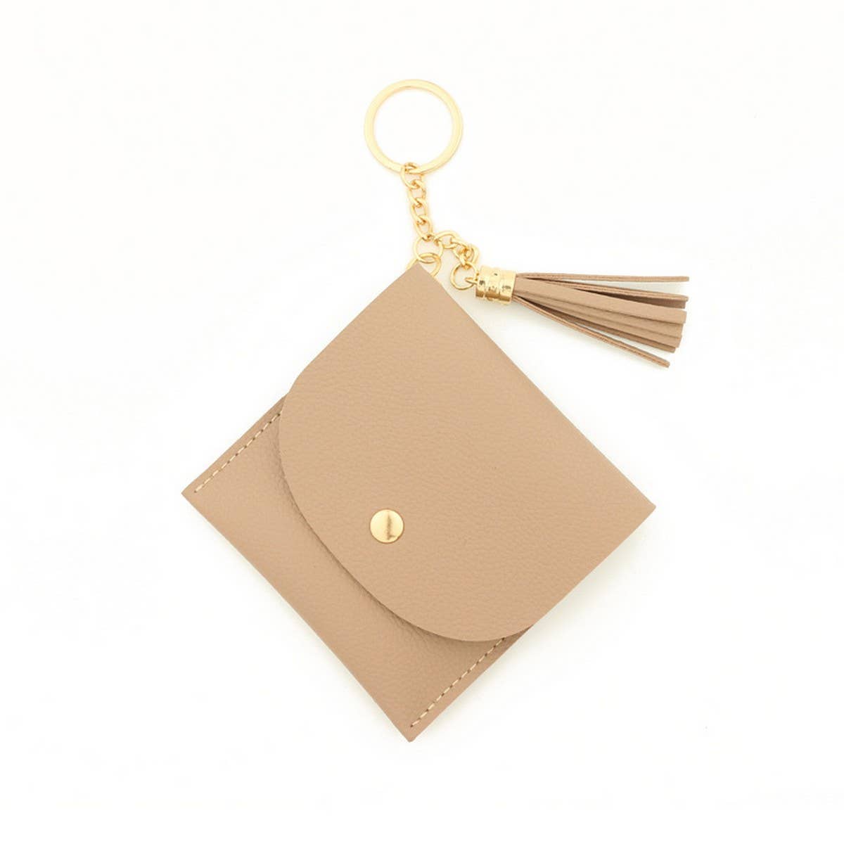 Solid PU Card Wallet with Tassel & Keychain_CWAB4965