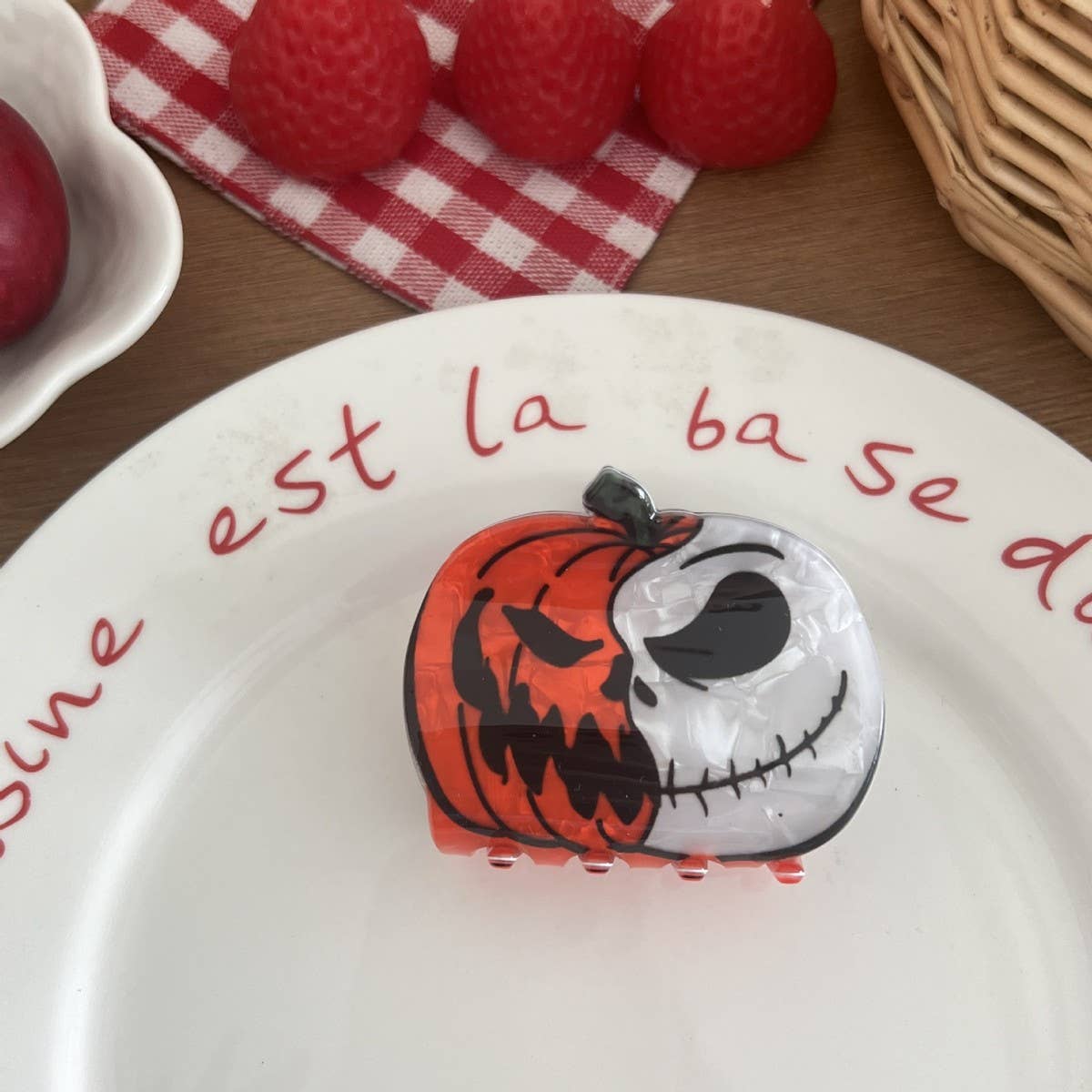 CWAHA07708_HALLOWEEN PUMPKIN GHOST CLAW HAIR CLIP