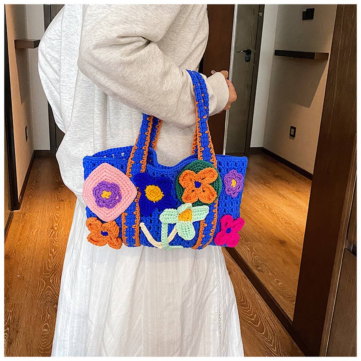 FLOWER PATTERN BAG MACARON HOLLOW HANDBAG_CWAB2406