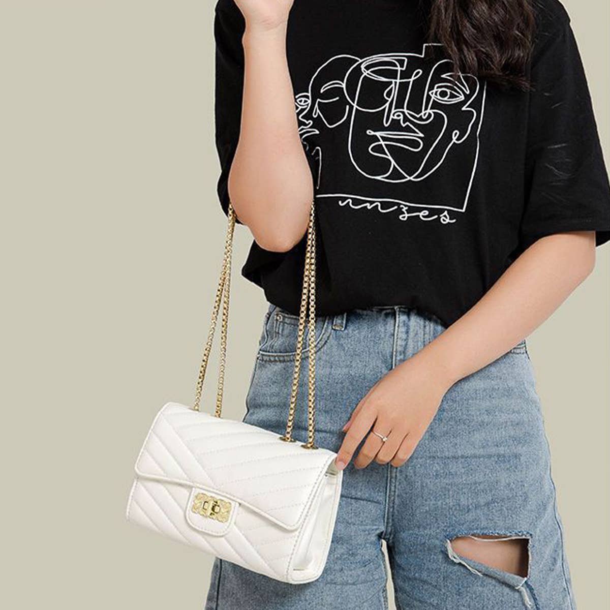 WOMENS SHOULDER BAGS ADJUSTABLE CHAIN STRAP_CUAB0180