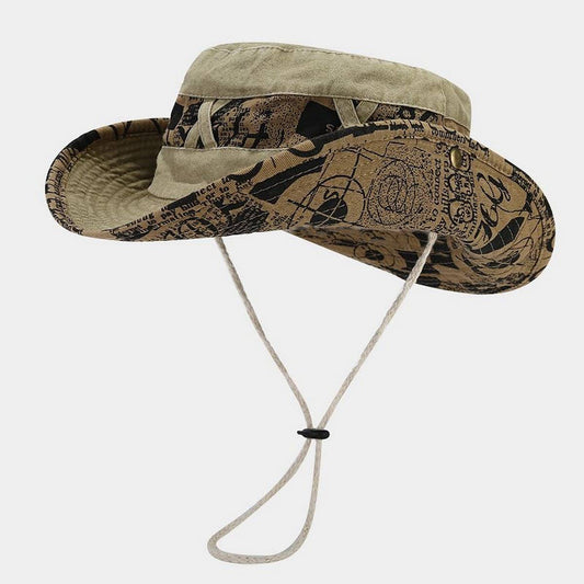 Washed Cotton Floral Cowboy Sun Hat ? Wide Brim_CWAH3829