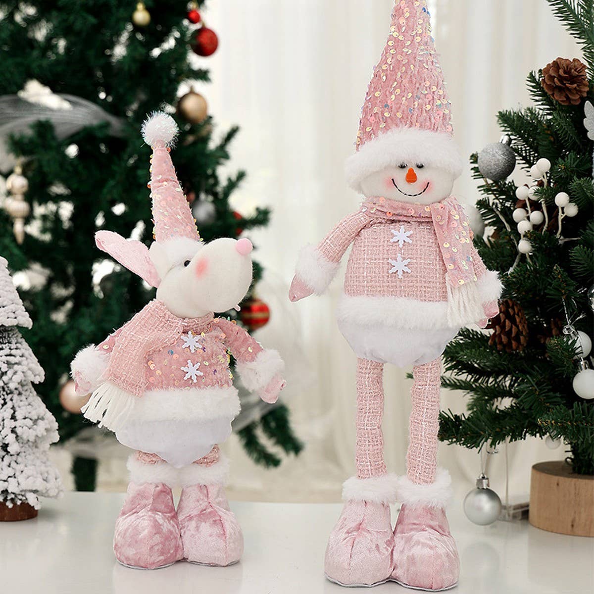 CWMM9398_RETRACTABLE PINK DOLL CHRISTMAS WINDOW DECORATION