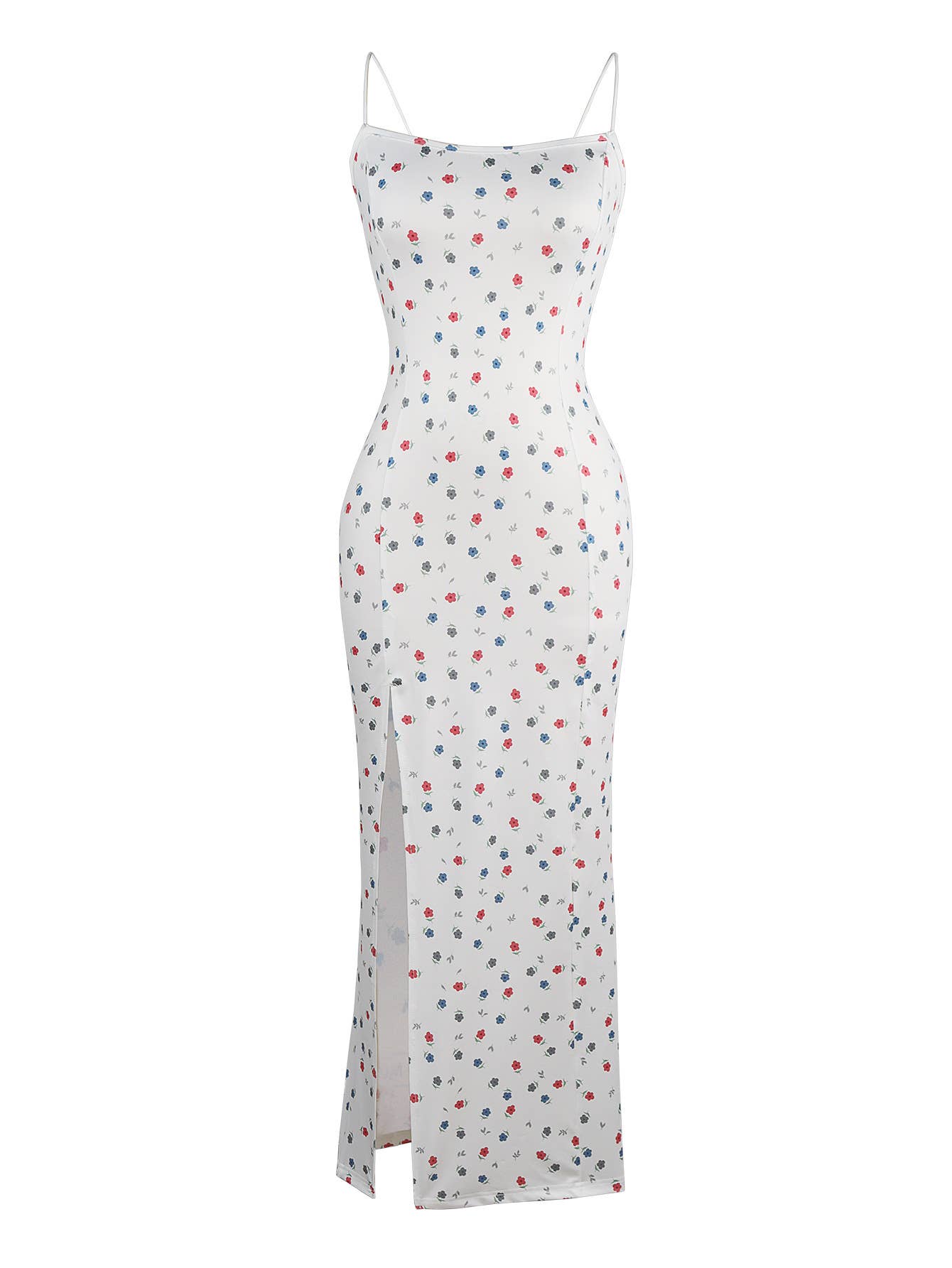 Polka dot printed square collar halter dress
