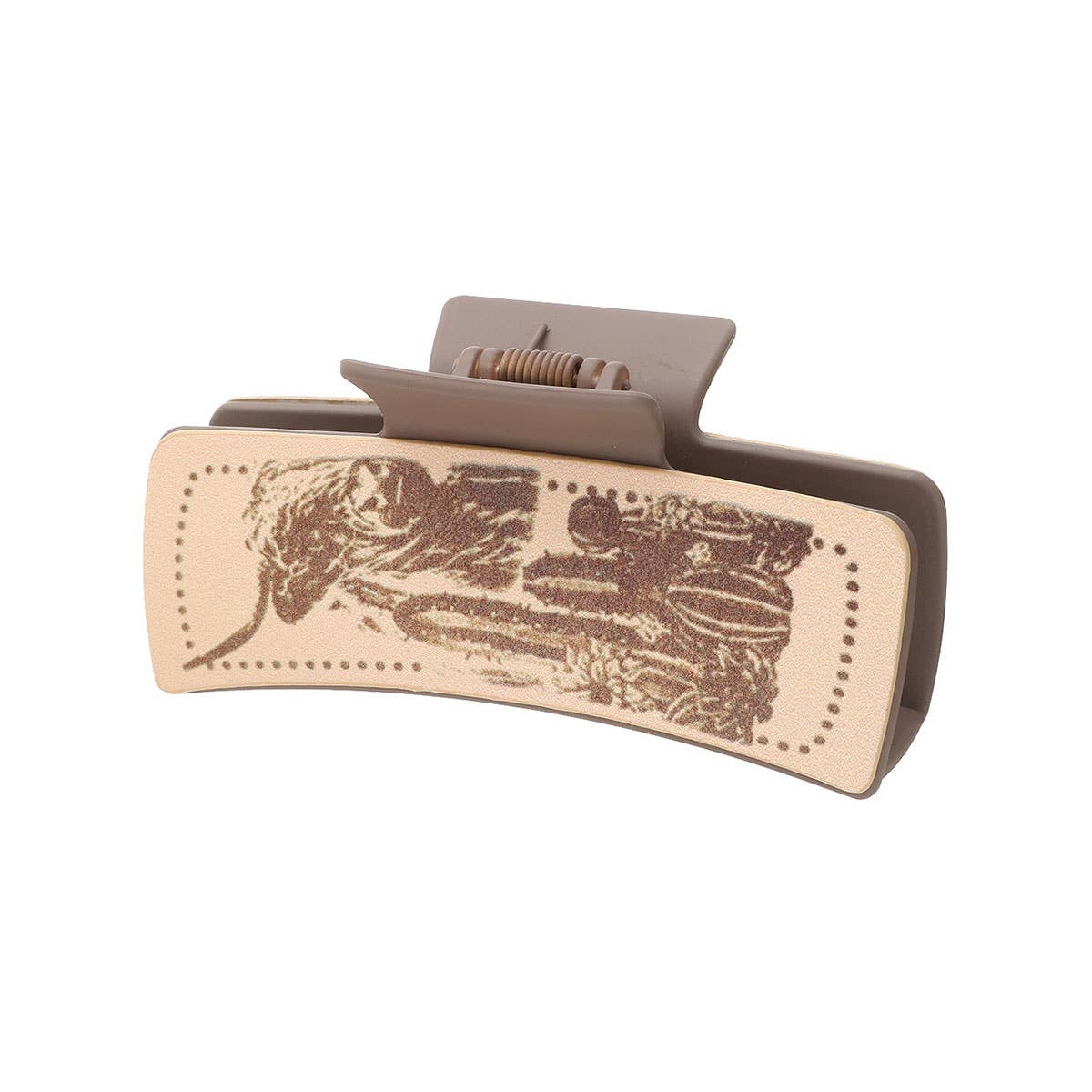 Western Bull Print Leather Hair Claw for Women