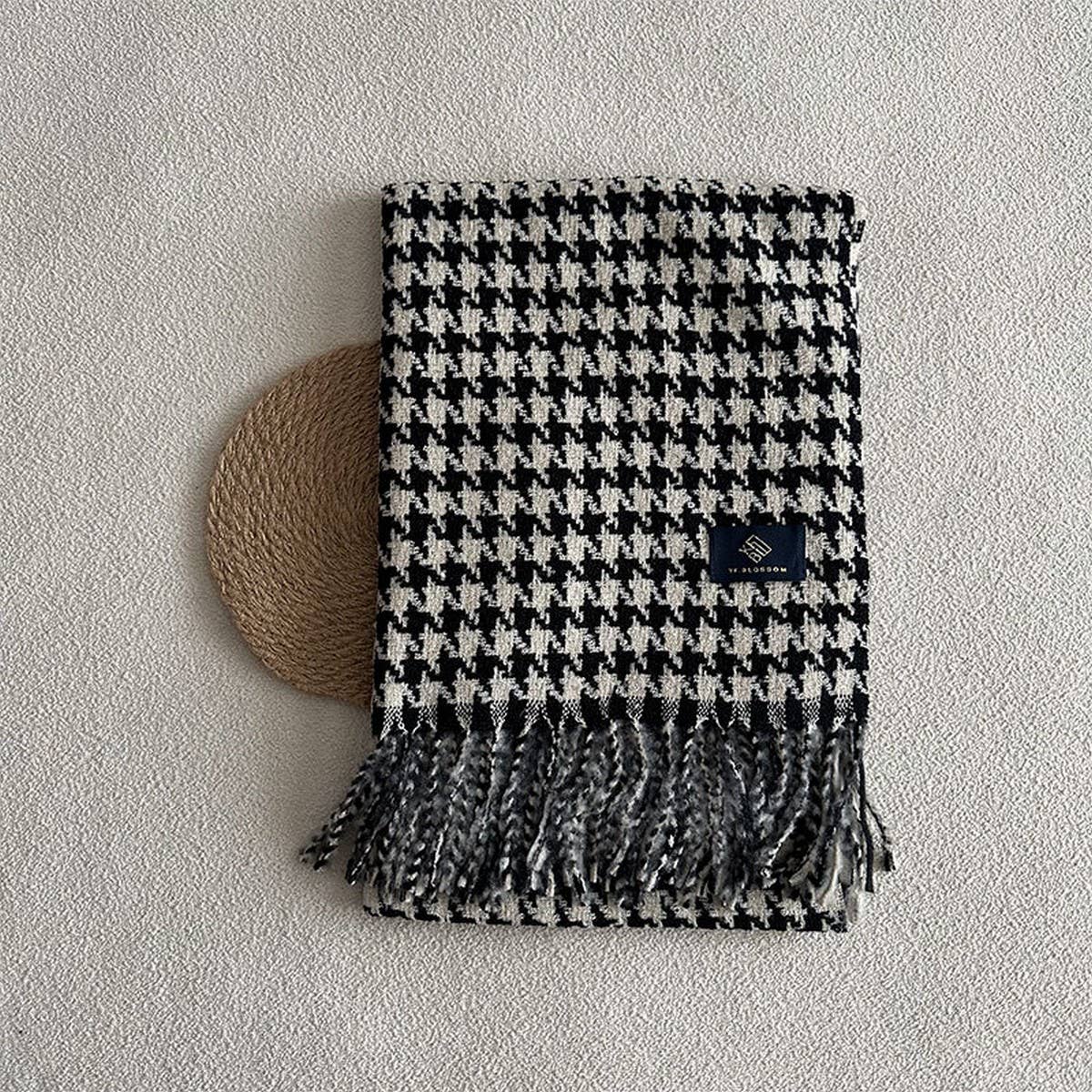 Reversible Houndstooth Scarf ? Soft Winter Wrap