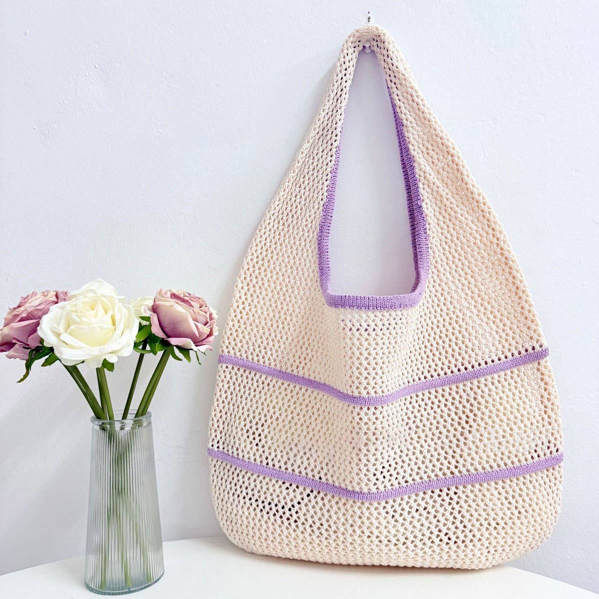 CUAB00634_DOPAMINE KNIT MESH SHOULDER BAG SUMMER HANDBAG