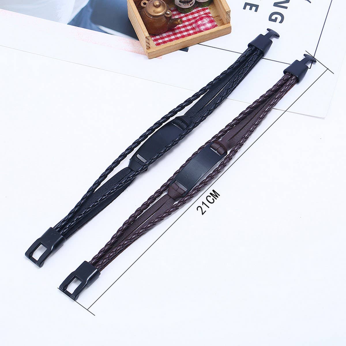 VINTAGE BRAIDED STATEMENT LEATHER BRACELET