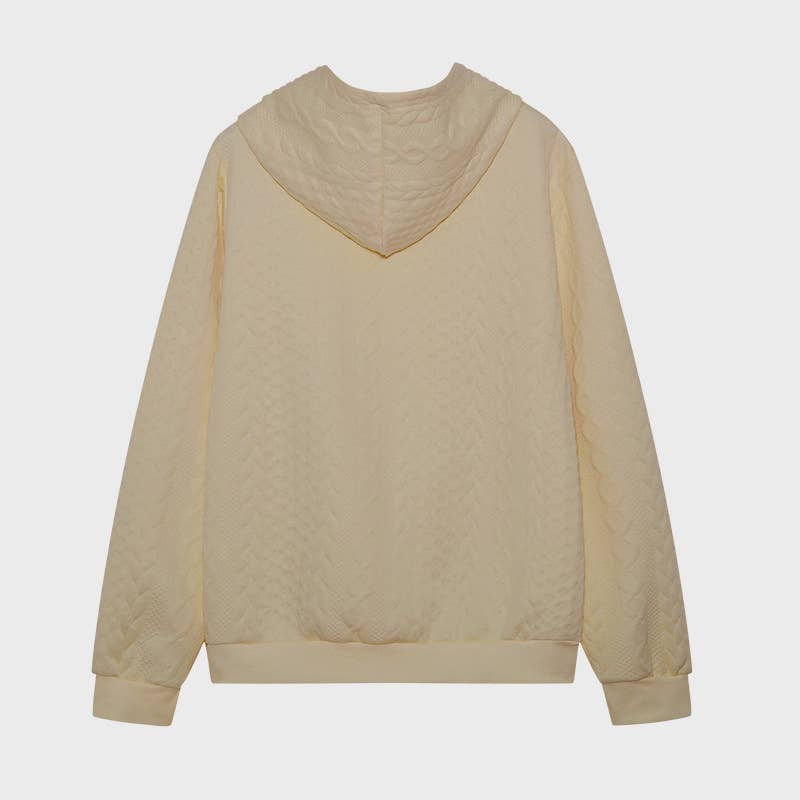 Jacquard laced long-sleeved hooded sweatshirt