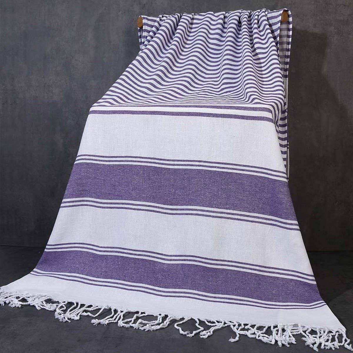 Wide Stripe Tassel Towel Turkish Cotton Beach Wrap