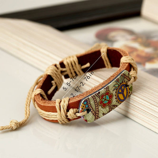 VINTAGE STYLE HEMP ROPE BRAIDED LEATHER BRACELET