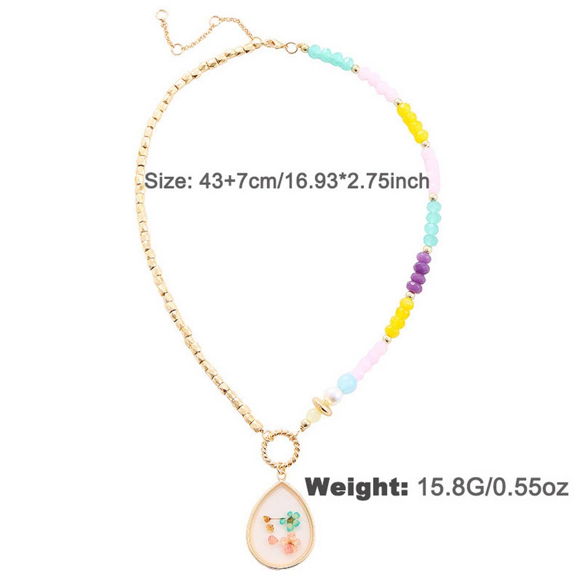 WOMEN'S FASHIONABLE BEADED DRIED FLOWER NECKLACE