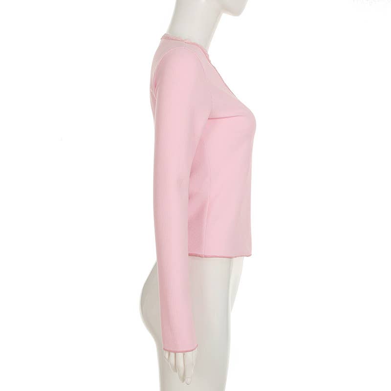 V-NECK BASE SPICE SLIM SEXY LONG SLEEVE T-SHIRT