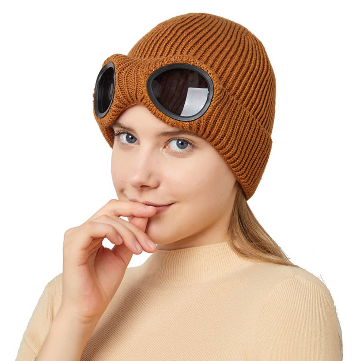 CWAH2210_WINTER WOOL SKI WINDPROOF GLASSES HAT