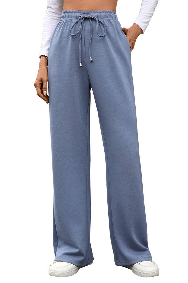 CWBLP01089_DRAWSTRING CASUAL LOOSE STRAIGHT-LEG TROUSERS