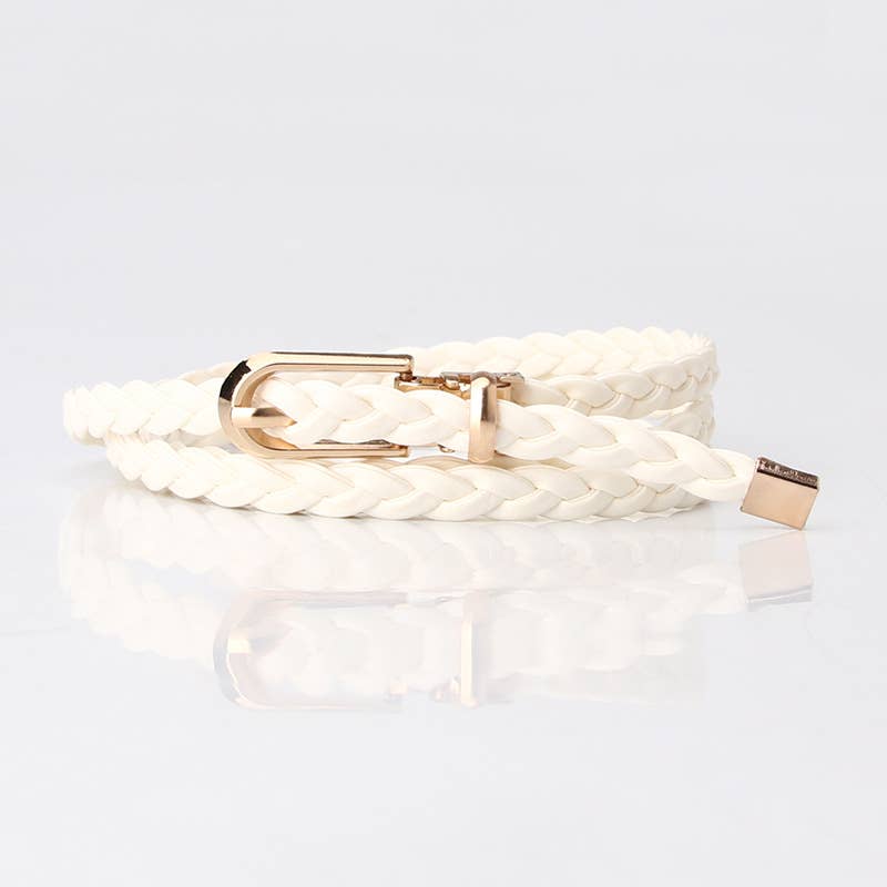 Fashionable ladies weave thin waist belts