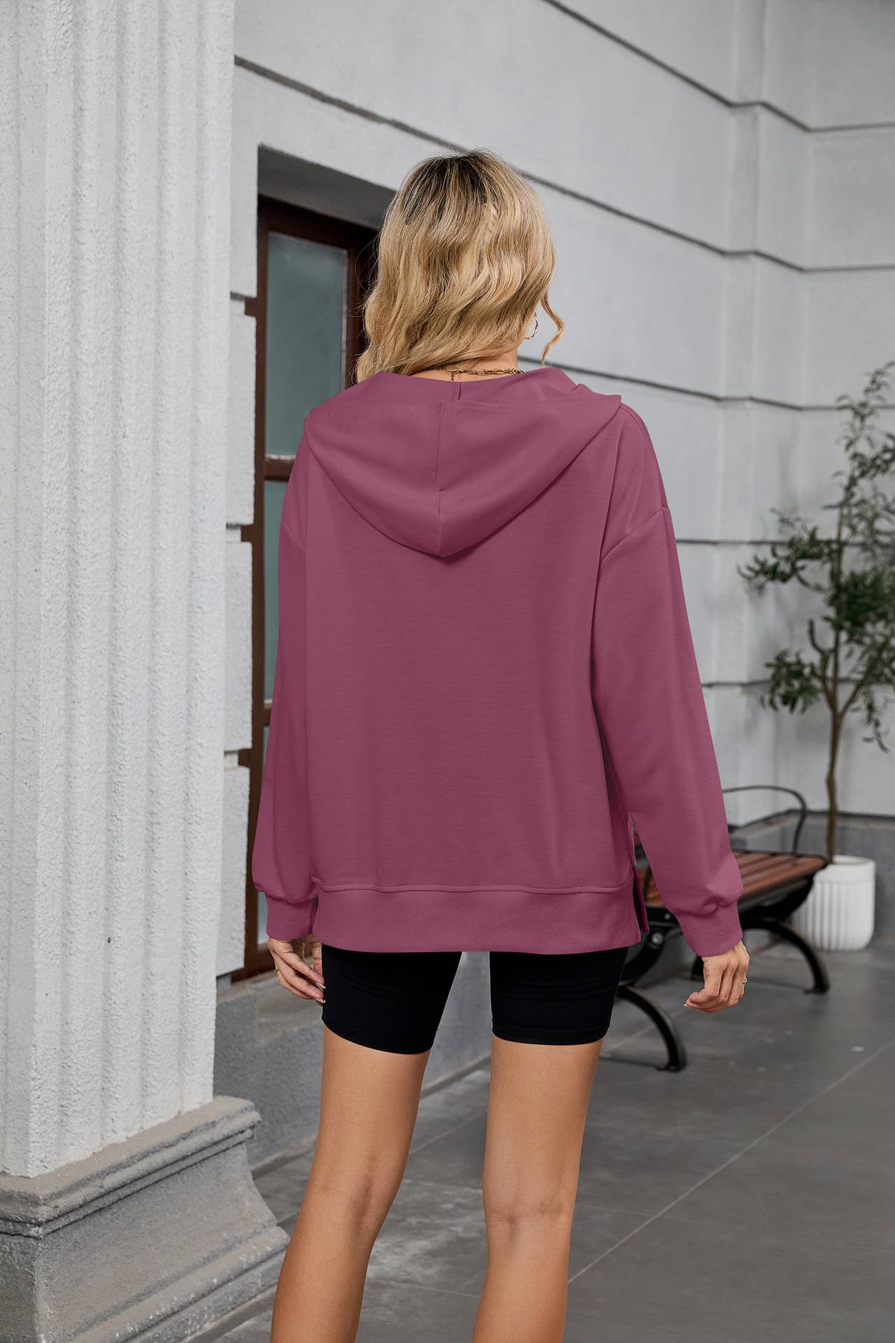 Hooded baggy long-sleeved zipper pocket hoodie