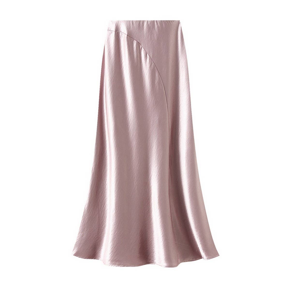 Asymmetrical Satin Fishtail Slimming Midi Skirt_CWBMS0353