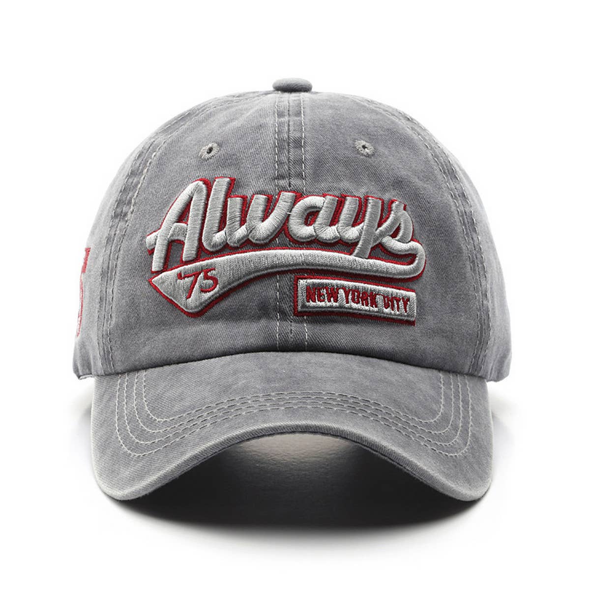 CWAH3220_WASHED DISTRESSED LETTER EMBROIDERED BASEBALL CAP