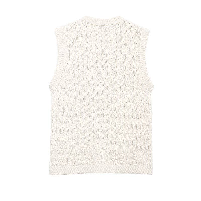 EIGHTSTRAND KNITTED CREW-NECK SINGLE-BREASTED VEST