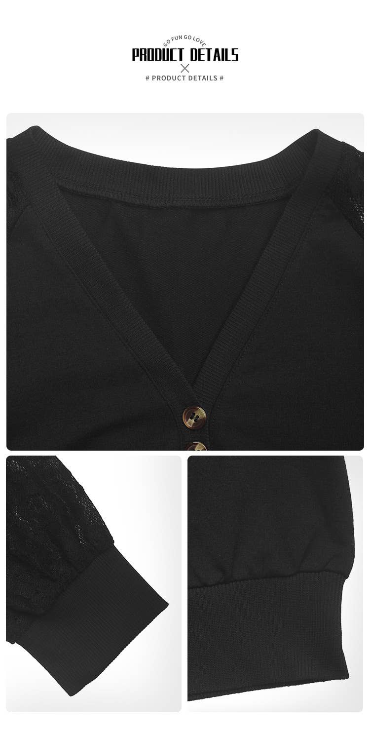 LACE SPLICING LONG SLEEVE SOLID COLOR HOODIE