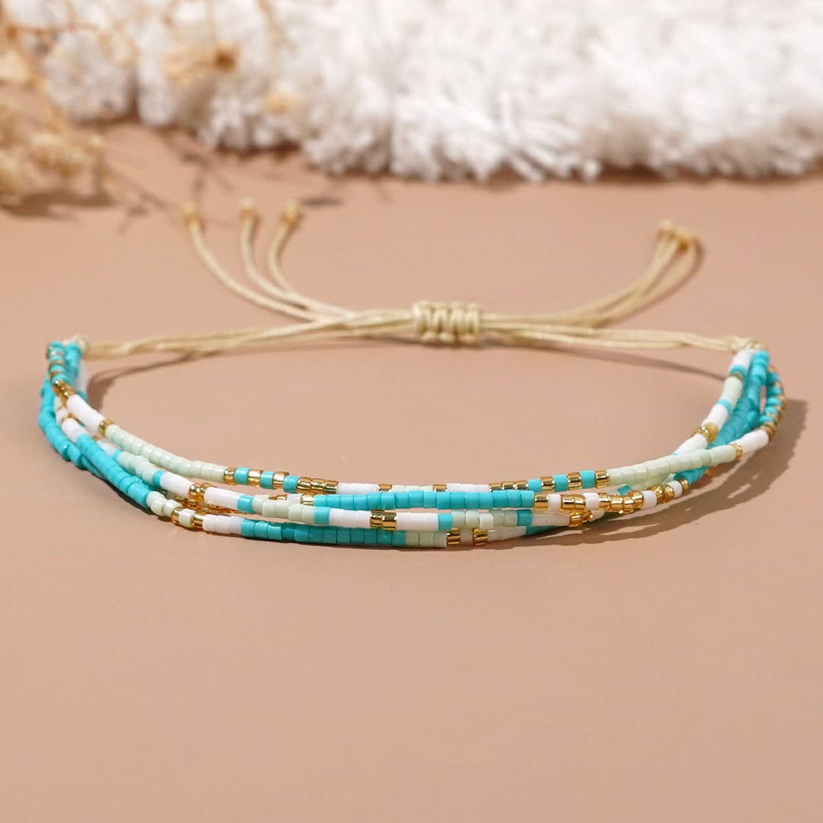 MIXED COLOR RICE BEADS STACKING DESIGN BRACELET