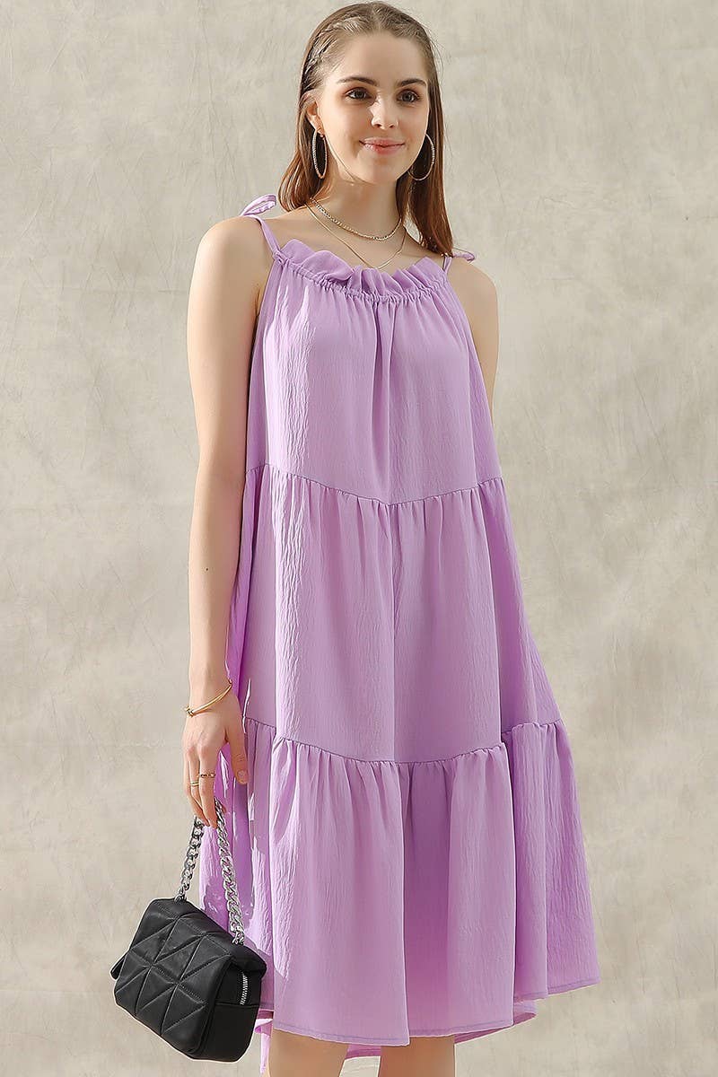 CWDSD10415_SHOULDER BOW TIE PRAIRIE DRESS