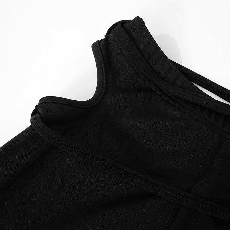 HIGH-WAISTED HOLLOW-CUT CORD MICRO-TRUMPET PANTS