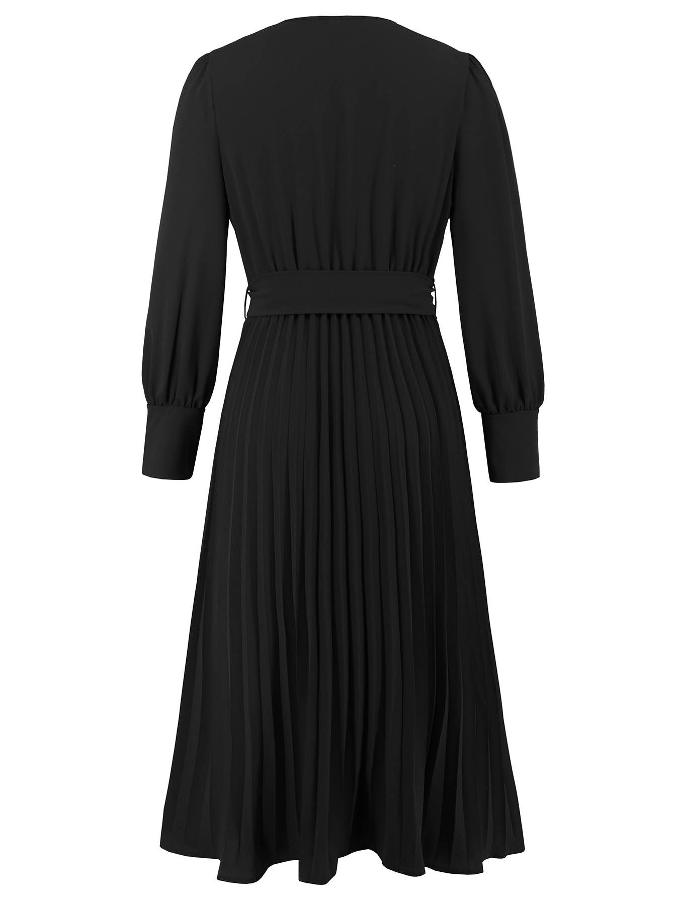 Elegant Pleated V-Neck Long Sleeve Bodycon Dress