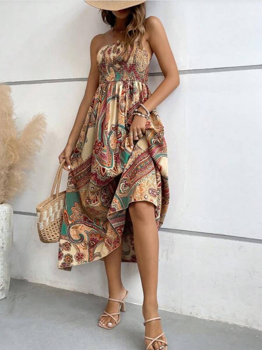 Long dress with chest and cable and waist