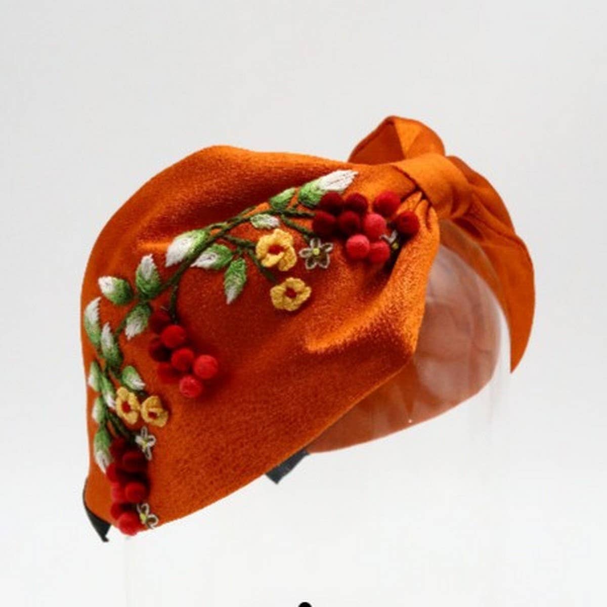 Rustic Style Raspberry Fruit Embroidered Headband